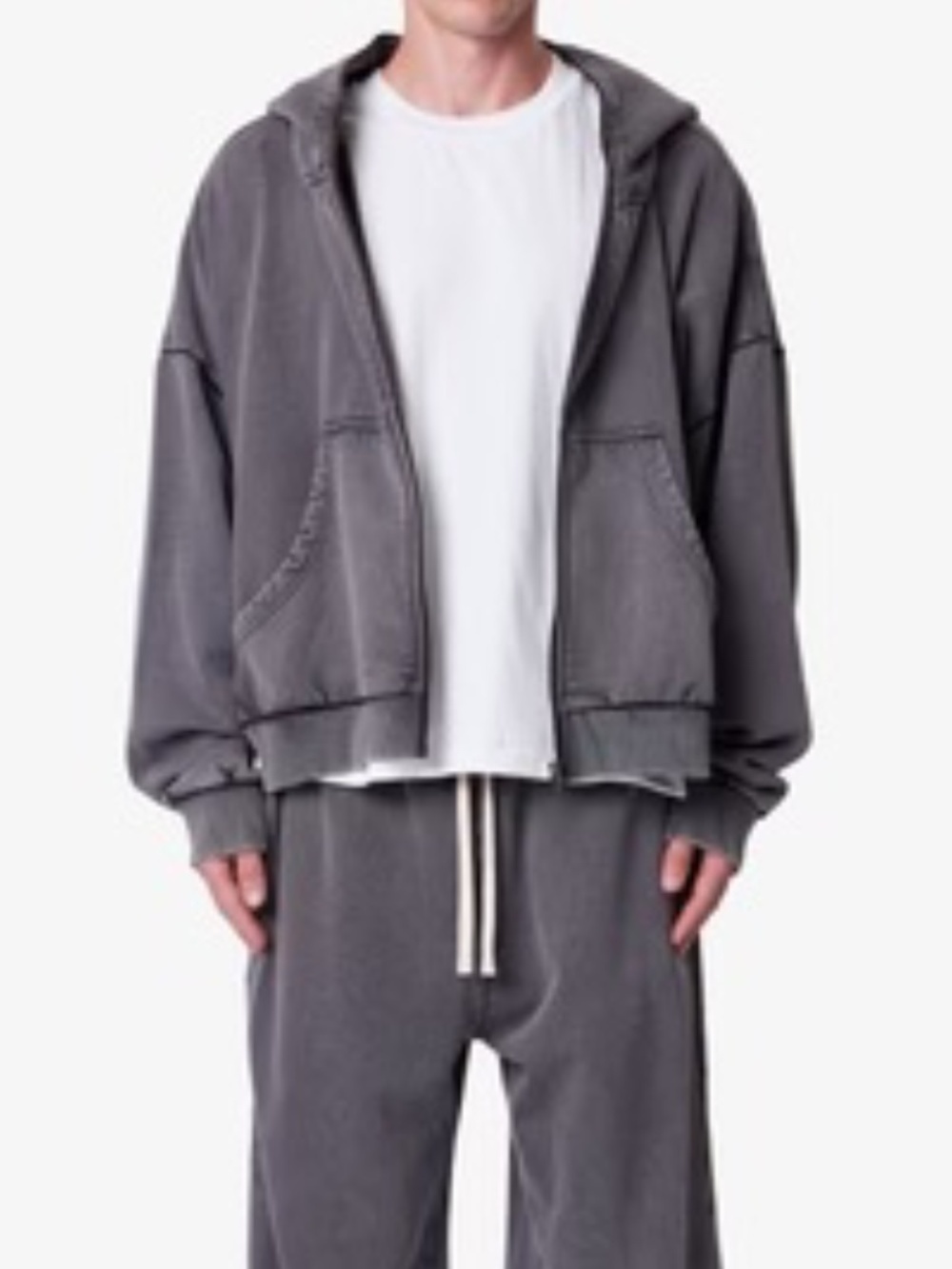 MNML Charcoal Gray Full-Zip Hooded Sweatshirt size Medium